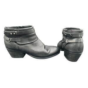 Clarks Black Leather Ankle Boots Women’s 10 Zip Low Heel Booties 26113524075